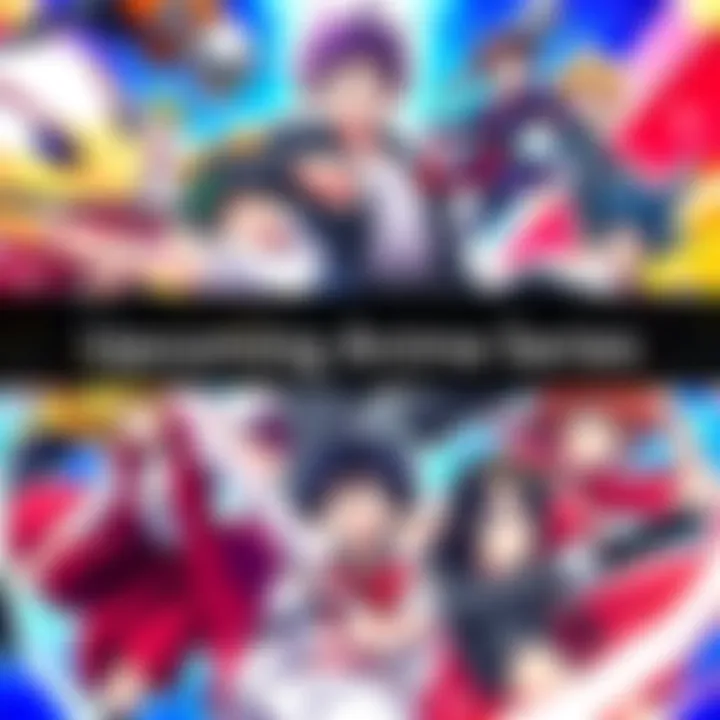 A colorful promotional poster showcasing characters from various new anime series, highlighting their unique styles and action poses.