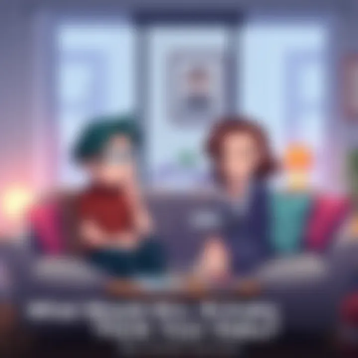 Mr. and Mrs. Uraraka sharing their thoughts about Deku in a cozy living room setting