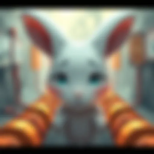 Usagi Facing Challenges A cartoon rabbit named Usagi looks worried while encountering obstacles in her path, showing her determination to overcome misfortune.