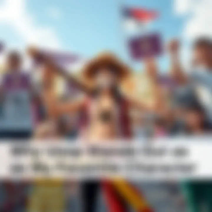 Usopp, a character with a straw hat and a slingshot, stands confidently with a smile, surrounded by fans holding signs of support