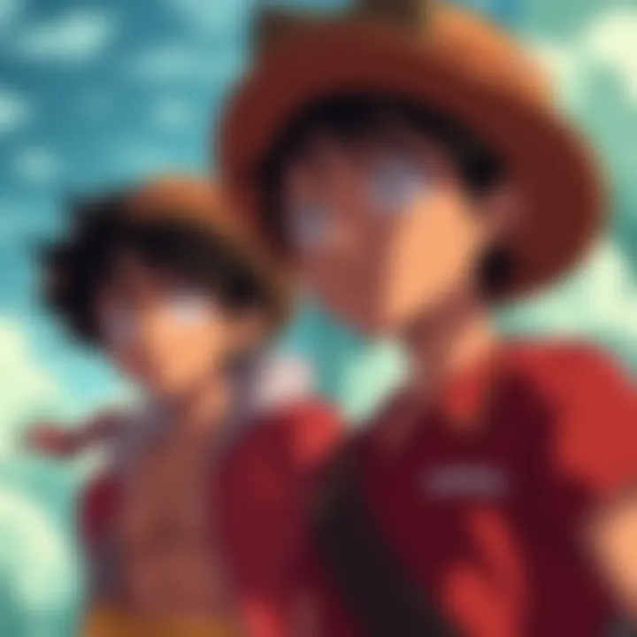 Usopp looking determined while Luffy stands nearby with a serious expression, reflecting on their friendship.