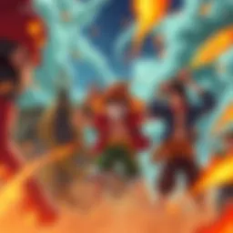 Usopp demonstrates Observation Haki with the Monster Trio during an action scene