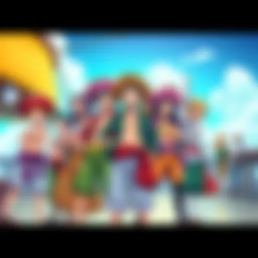 Usopp stands proudly with his crew, the Usopp Pirates, showcasing their colorful outfits and cheerful expressions, reflecting their bond and similarities with the Straw Hats.
