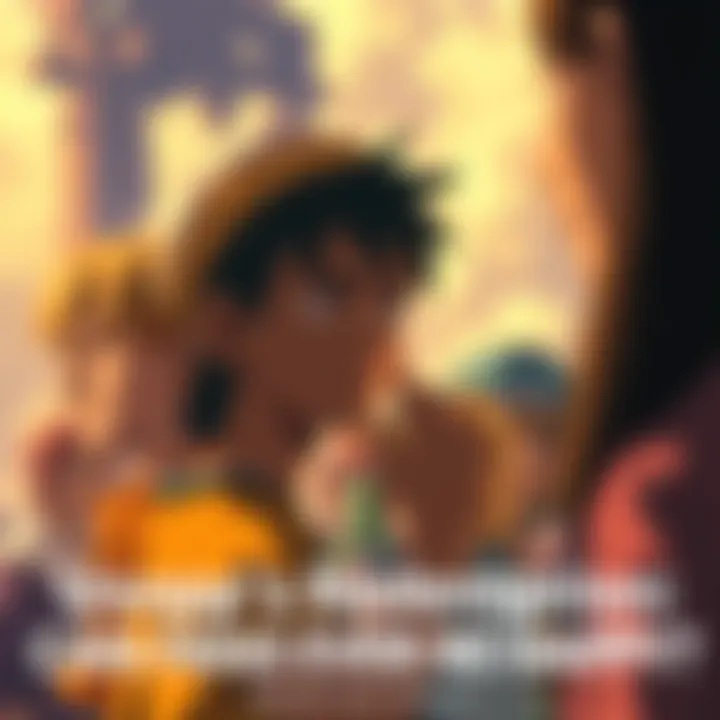 Usopp in a thoughtful pose Usopp reflecting on his journey, looking determined with a backdrop of his friends, symbolizing hope and redemption.