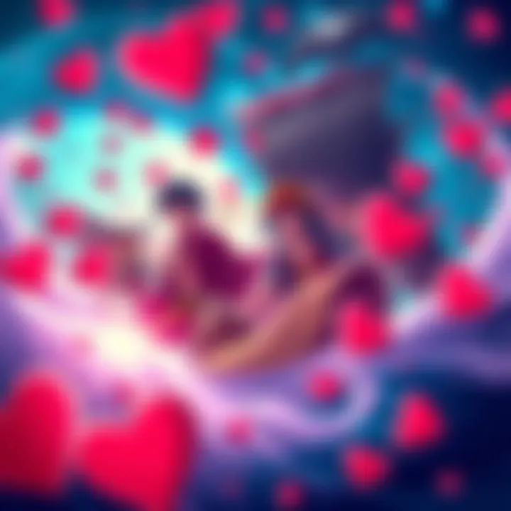 An illustration showing Usopp and his crew surrounded by swirling winds and hearts, symbolizing love's chaos and beauty.