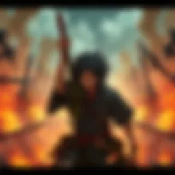 Intense 70 v 1 battle scene in Vagabond featuring the character Yoshioka surrounded by warriors.