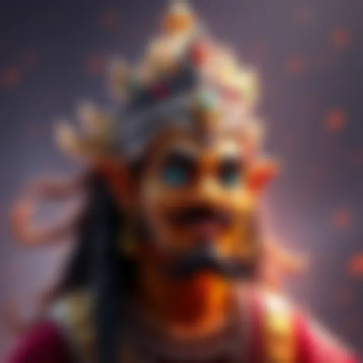 A new character design of Vaisravana in a bracket, showcasing vibrant colors and unique features.