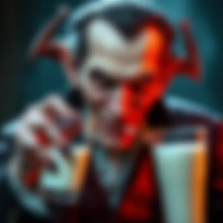 A 120-year-old vampire enjoying a glass of milk, looking content and relaxed, with traditional vampire features yet a playful demeanor.