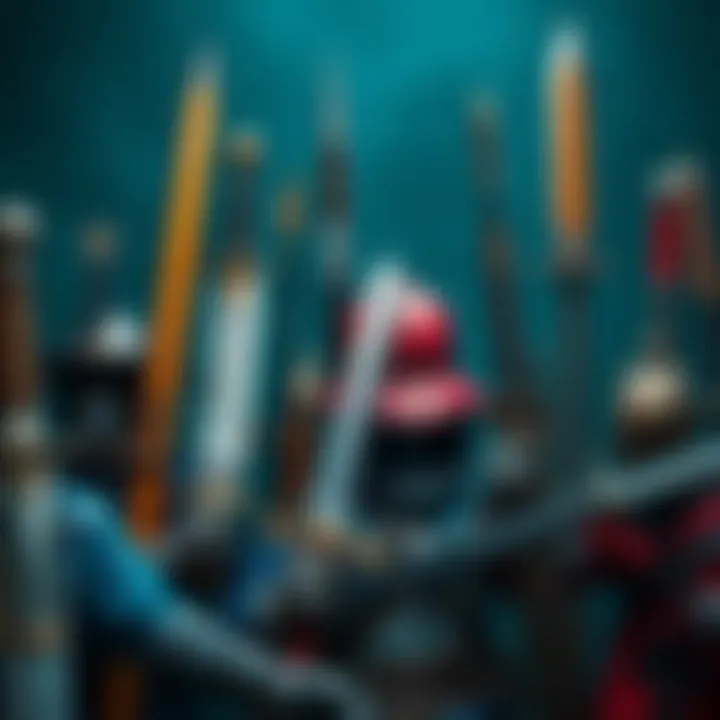 A collection of diverse weapons including swords, guns, and armor used in different fighting styles throughout history