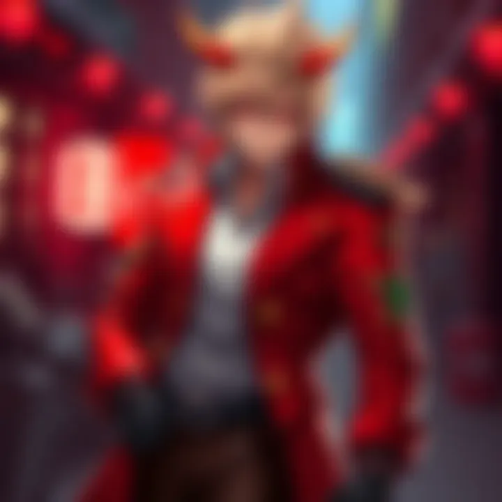 A cost-effective Vash cosplay costume featuring a red coat and custom patches for Trigun Stampede fans.
