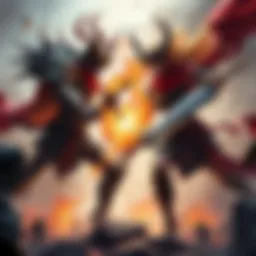 A fierce battle scene featuring Vecna from Dungeons & Dragons and Conquest Invincible facing off with weapons drawn, surrounded by a mystical aura and chaotic energy.