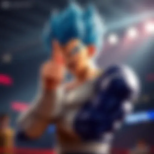 Vegeta poses with his thumb up, showing confidence before the upcoming fight.