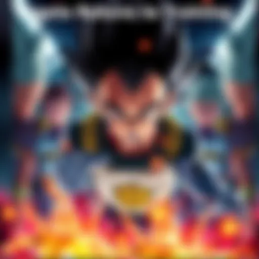 Vegeta trains alongside FSV team members in a heated battle against power creep, showcasing intense energy and determination.