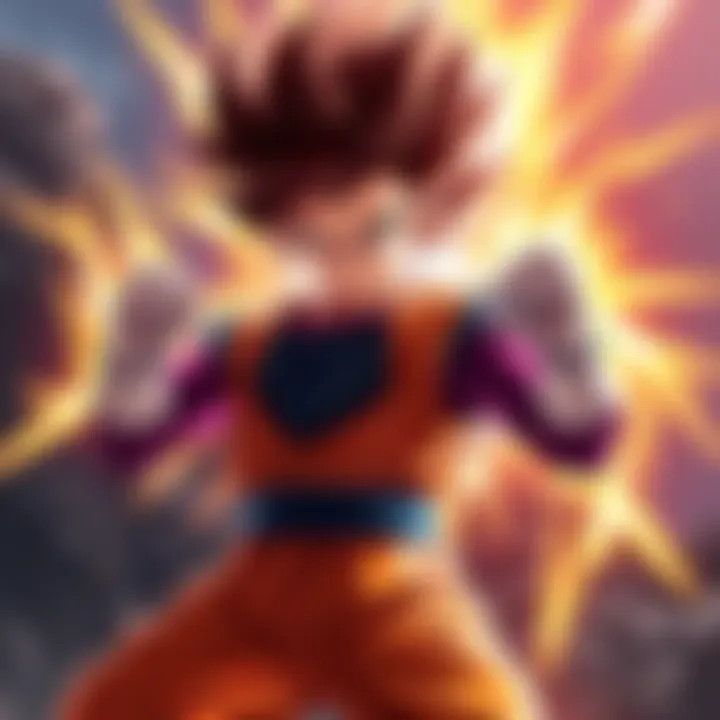 Vegeta showcasing his Saiyan pride in a fierce battle stance during the Tournament of Power, with energy radiating around him.