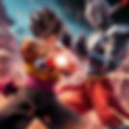 Vegeta battling Black Vegeta fiercely fights Black to protect Trunks and avenge Bulma, showing determination and emotion during the battle.