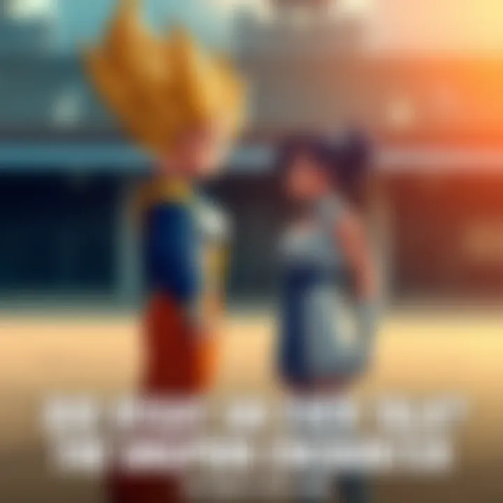 Vegeta and Chi-Chi standing in a training area, looking at each other with serious expressions, hinting at an unspoken connection