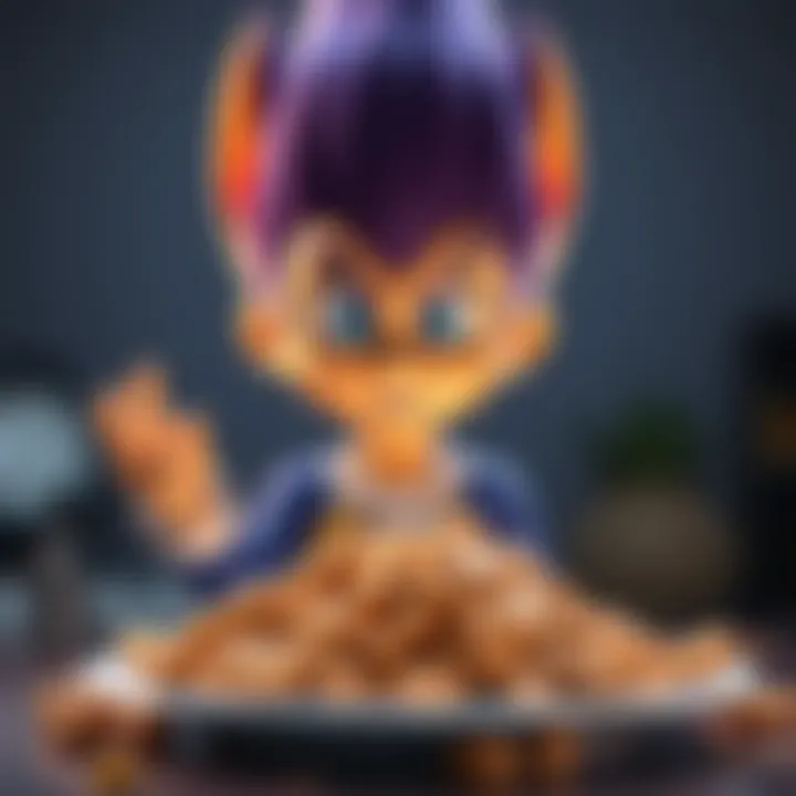Vegeta stands in shock, staring at a plate of peanuts, showing his fear and surprise