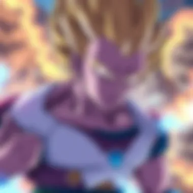 Vegeta, a muscular Saiyan warrior with spiky hair, shows intense emotions while observing a powerful scene, embodying his pride and determination.