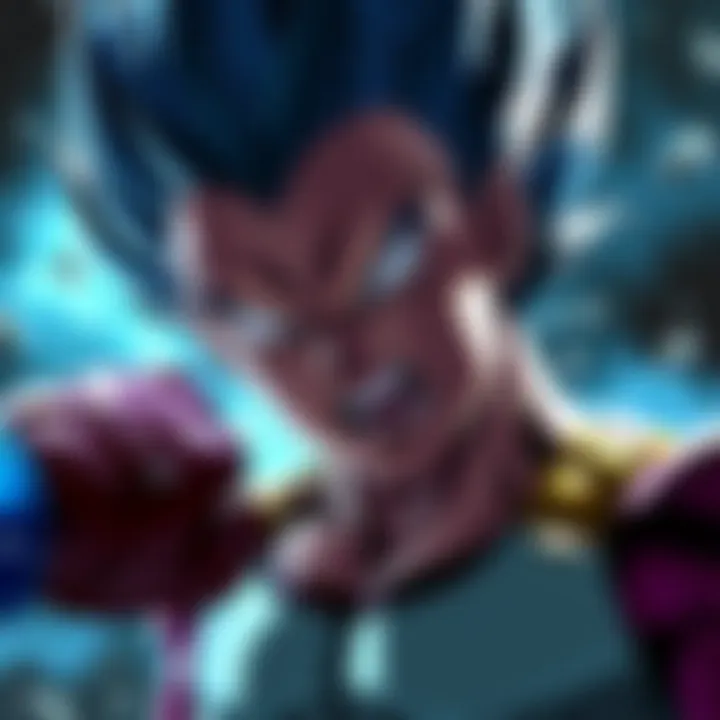 Vegeta showing a distressed expression after receiving a harsh punch, symbolizing his inner turmoil.