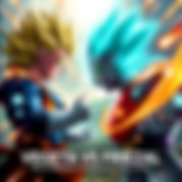 Vegeta confronting Frieza in an intense fight, with energy blasts surrounding them