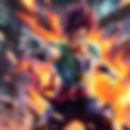 Vegito in Action Vegito, a powerful fighter, showcasing his skills in an intense battle scenario, demonstrating strength and strategy.