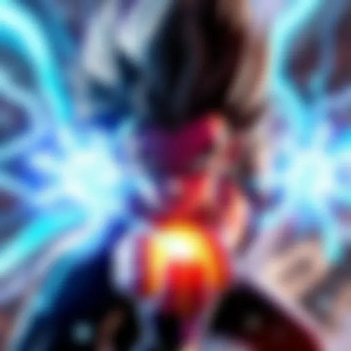 Vegito Faces Pre-Retcon Beyonder Vegito powers up while facing off against Pre-Retcon Beyonder in an intense battle scene, showcasing their unique abilities and energy auras.