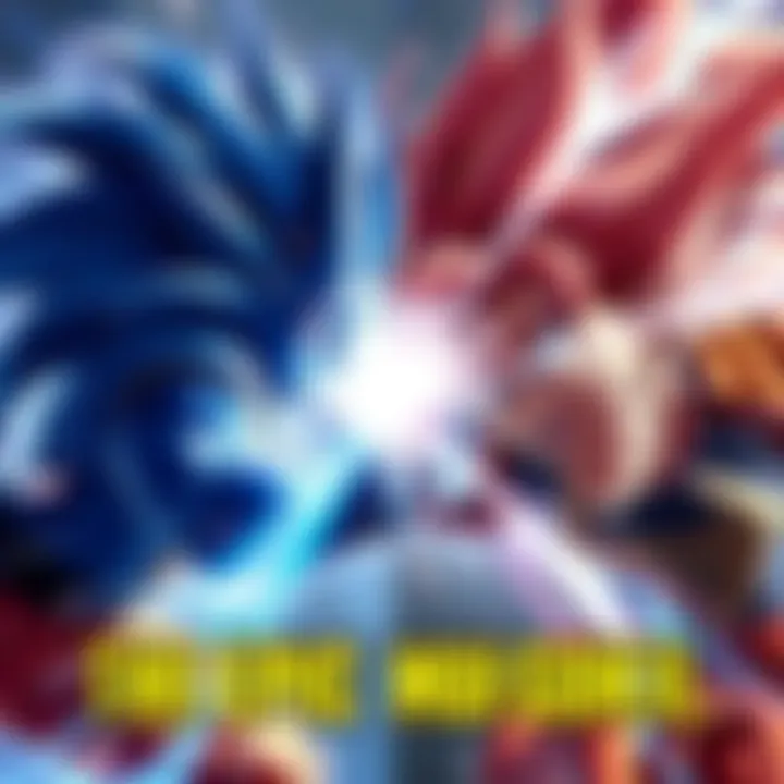Vegtio Blue and Mui Goku engage in an intense showdown, showcasing their powerful abilities and fierce determination.