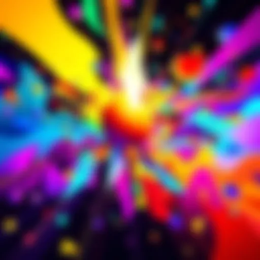 A colorful piece of artwork created by artist @bongftah featuring abstract shapes and bold colors, attracting viewers' attention.