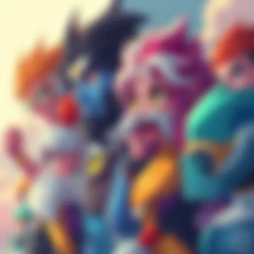 A group of colorful characters with unique designs created by Oda, showcasing various personalities and styles.