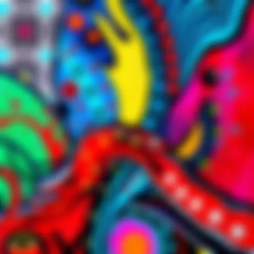 A colorful and lively artwork showcasing bold patterns and creative expressions, capturing the artist's passion