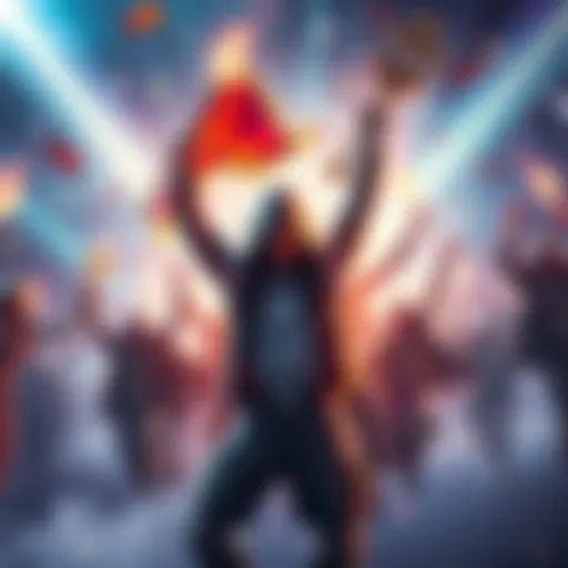 Players celebrating their win in the Battle of Fate mission with excitement and joy.