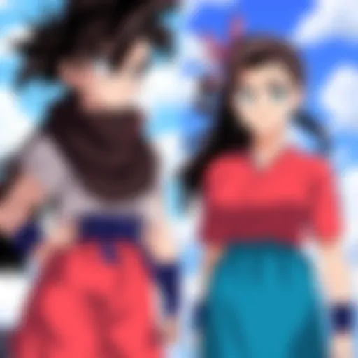 Videl's Character Transformation An illustration showing Videl in her fighting outfit, transitioning into a more traditional housewife look, showcasing her character development in Dragon Ball Super.