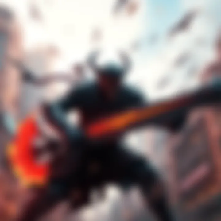 Video Game Character in Action A dynamic character from a rich lore video game engaged in battle, showcasing vibrant graphics and immersive storytelling elements.