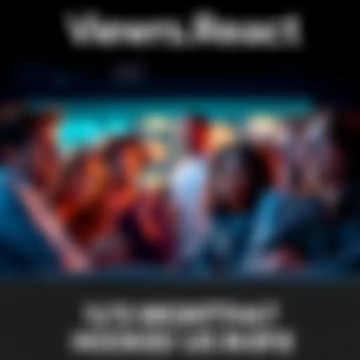 A group of people watching TV with intense expressions during a dramatic moment in Episode 8