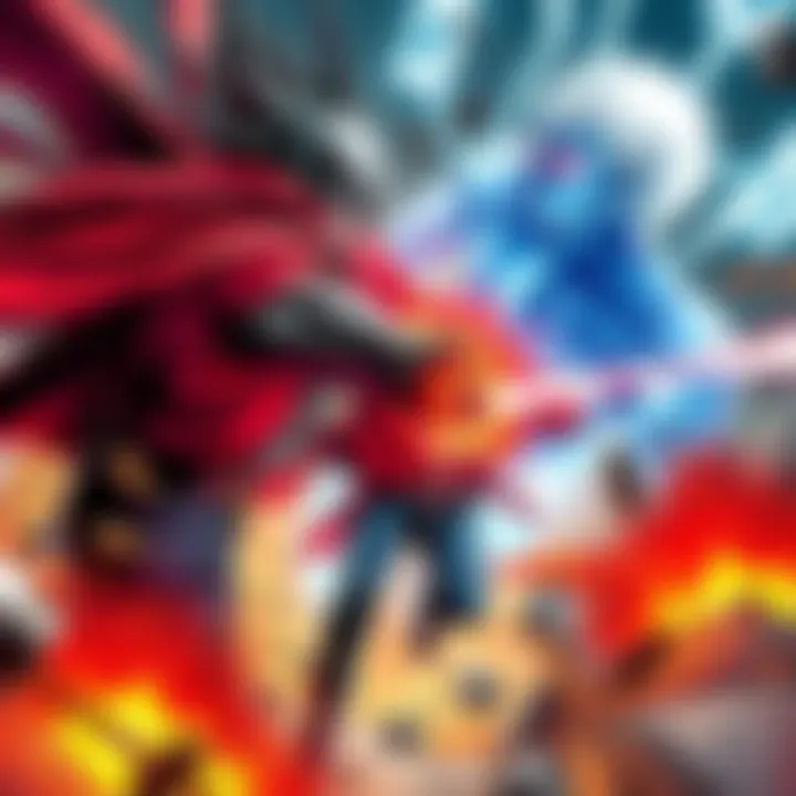 A villainous main character reincarnates and faces off against a heroic figure in an intense showdown, capturing the essence of conflict in a manga scene.