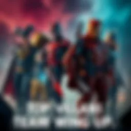 A scene depicting former villains standing side by side with heroes, ready to fight together against a common enemy, showcasing their unexpected alliance.