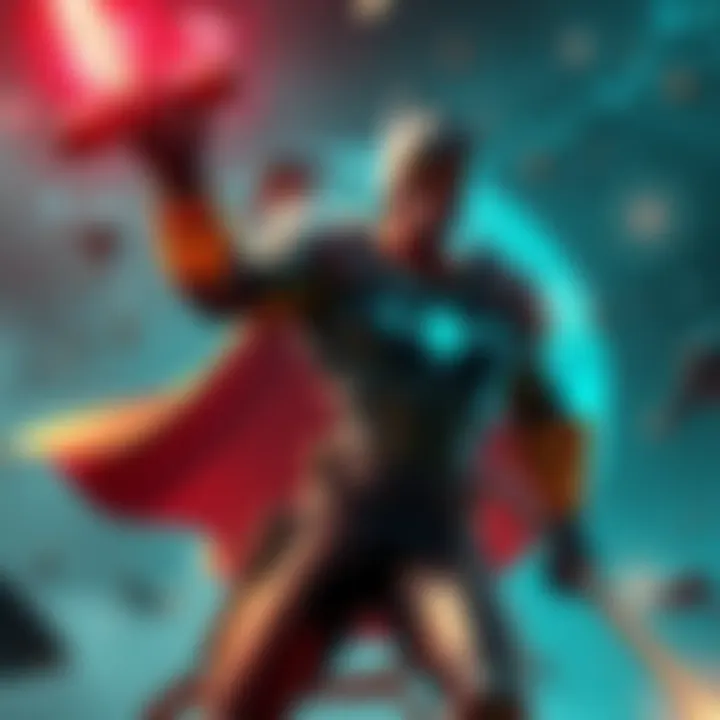 A powerful figure representing the Viltrum Empire, showcasing strength and authority within the comic universe, surrounded by cosmic elements.