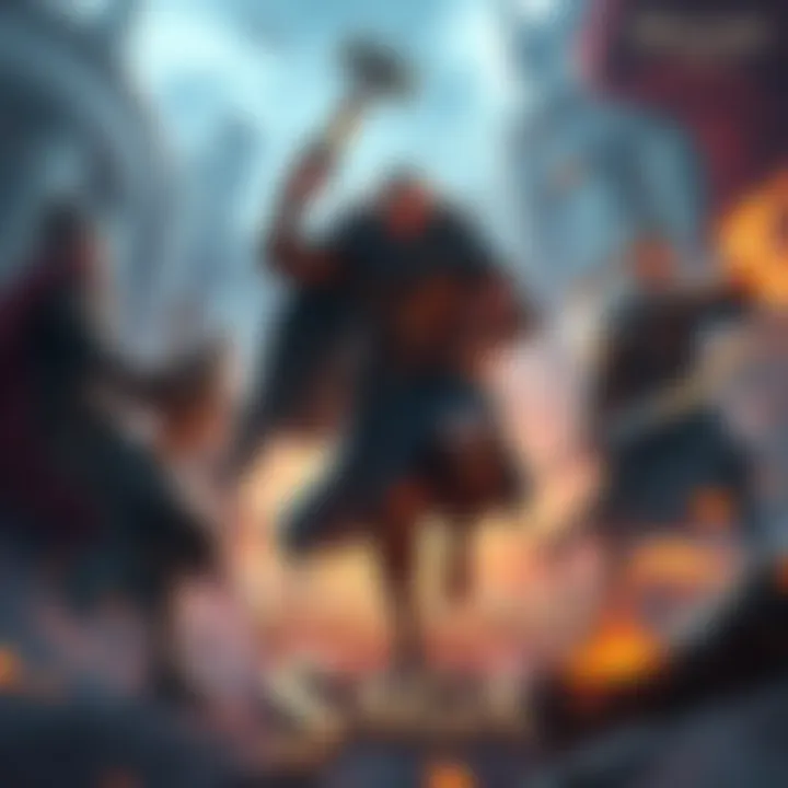 Vibrant fanart featuring characters from Vinland Saga in an epic battle scene
