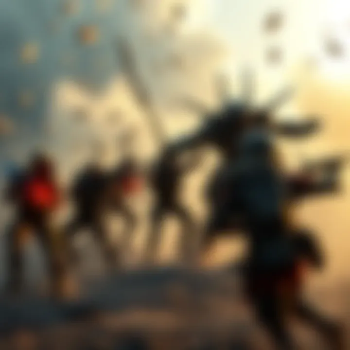 A group of Volatiles from Dying Light charging at a strong Viltrumite soldier in a fierce battle scene.