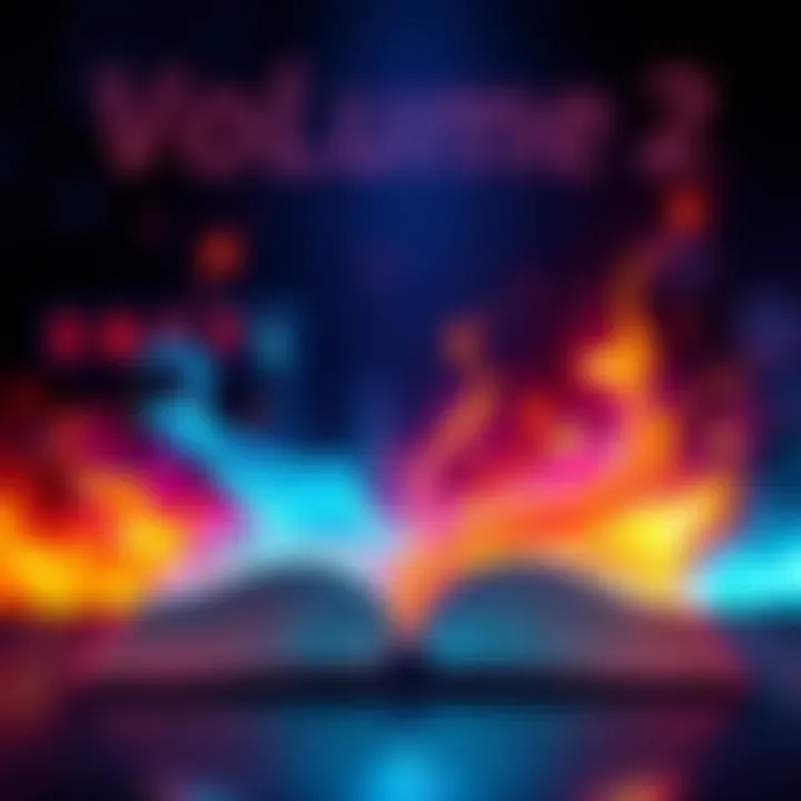 Cover illustration featuring an open book with vibrant colors and intriguing designs, symbolizing the excitement of Volume 2's release.