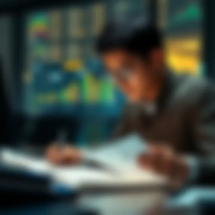 A person analyzing financial documents related to Vshojo's charity funds, highlighting the importance of transparency and accountability.