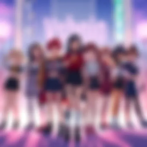 A group of animated female characters standing together, showing solidarity and strength, representing the VShojo community.