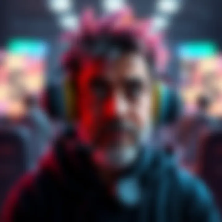 Vtuber with a headset A colorful vtuber character with a headset, expressing a mix of emotions, symbolizing personal challenges.