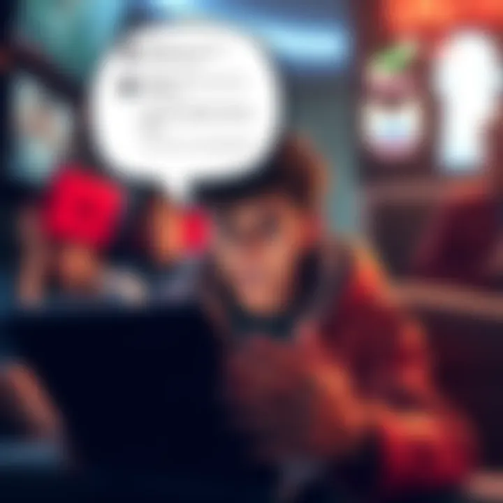 A vtuber character showing signs of frustration while reading comments online, surrounded by a chat bubble with critical messages