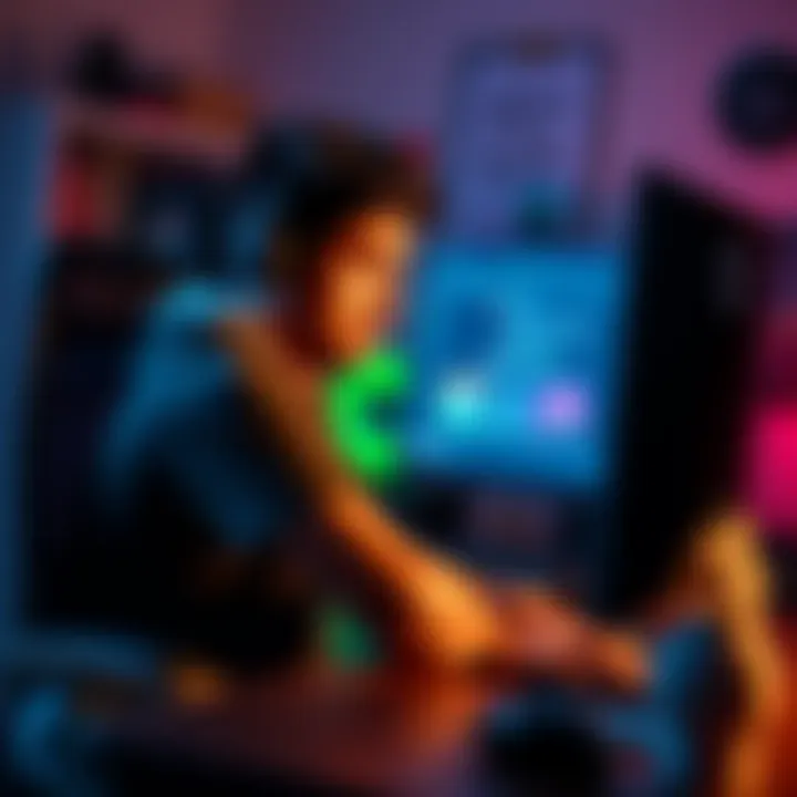 A vtuber sitting at their computer looking determined after a rough streaming session, with technical issues on the screen in the background and a supportive chat visible.