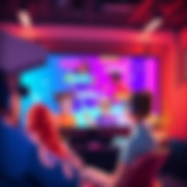 Colorful VTuber avatars streaming with chat on the screen, inviting new viewers to join