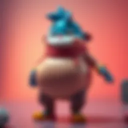 VTuber model with unique tummy squish A colorful VTuber character showcasing a stylized tummy squish design, emphasizing creativity and playfulness in its rigging.