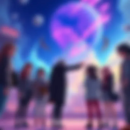 Zentreya and other VTubers stand together, expressing their concerns about Camana and Luminara, with a backdrop of digital art.