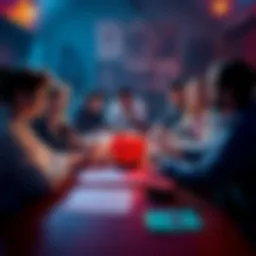 Vtubers gathered around a table with dice and character sheets, engaged in a Dungeons & Dragons game