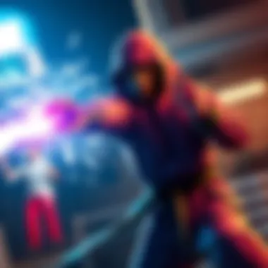 Waka delivering a fast karate jab Waka strikes with incredible speed using partial blastcore, showcasing his karate technique.